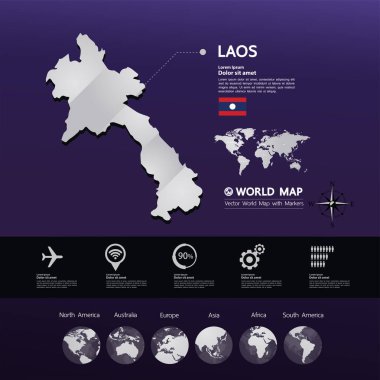 Vektör çizim Laos Haritası