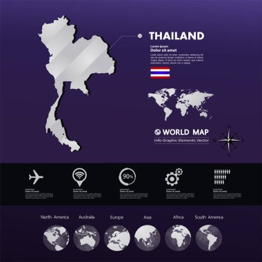 Tayland harita vektör çizim