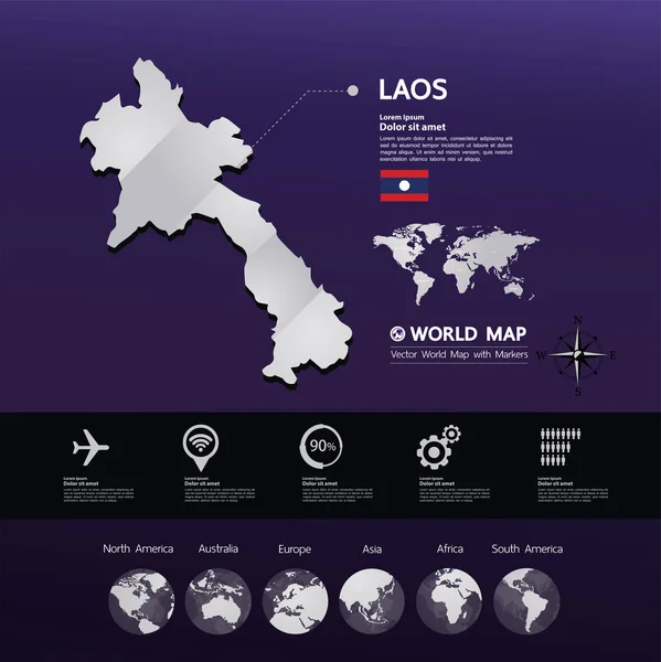 Vektör çizim Laos Haritası.
