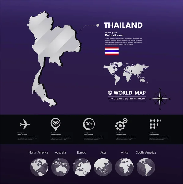 Tailandia Mapa Vector Ilustración — Vector de stock