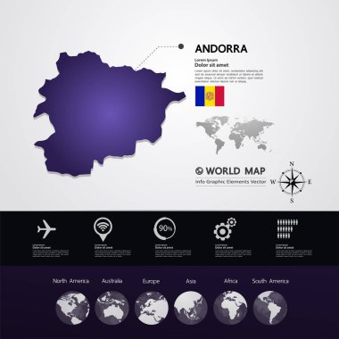  Andorra Haritası vektör çizim.