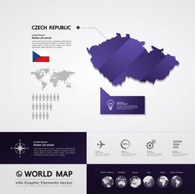  Çek Cumhuriyeti harita vektör çizim.