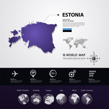 Estonya Haritası vektör çizim.