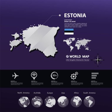 Estonya Haritası vektör çizim.