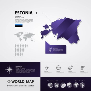 Estonya Haritası vektör çizim.