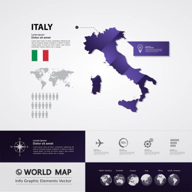 İtalya harita vektör illüstrasyonu.