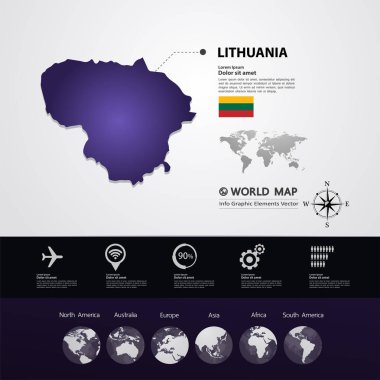 Litvanya Haritası vektör çizim.