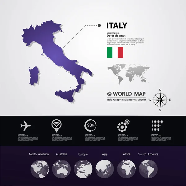 Italia Mappa Vettoriale Illustrazione — Vettoriale Stock