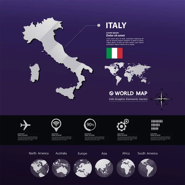 Italia Mappa Vettoriale Illustrazione — Vettoriale Stock