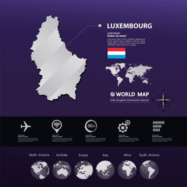 Lüksemburg Haritası vektör çizim.