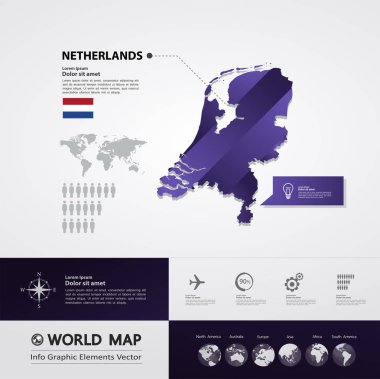 Hollanda harita vektör çizim.