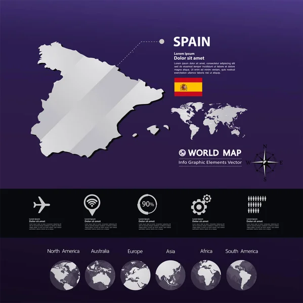 Espagne Illustration Vectorielle Carte — Image vectorielle