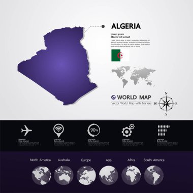 Cezayir harita vektör çizim.