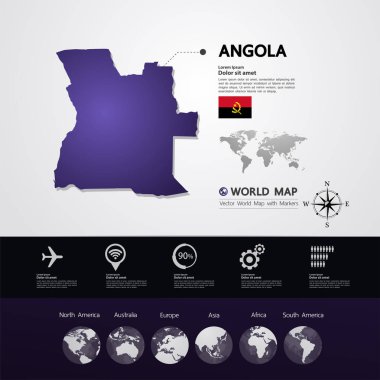 Angola Haritası vektör çizim.