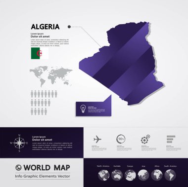 Cezayir harita vektör çizim.