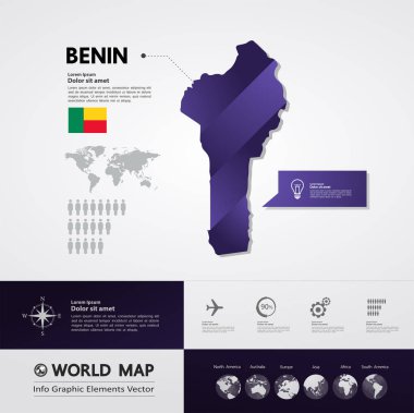 Benin harita vektör çizim.