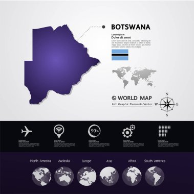 Botsvana Haritası vektör çizim.