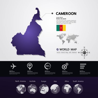 Kamerun Haritası vektör çizim.