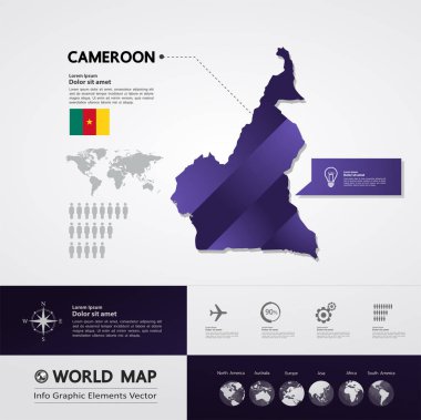 Kamerun Haritası vektör çizim.