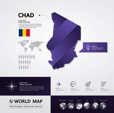 Chad harita vektör çizim.