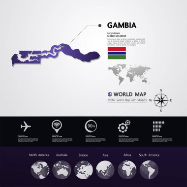 Gambiya Haritası vektör çizim.