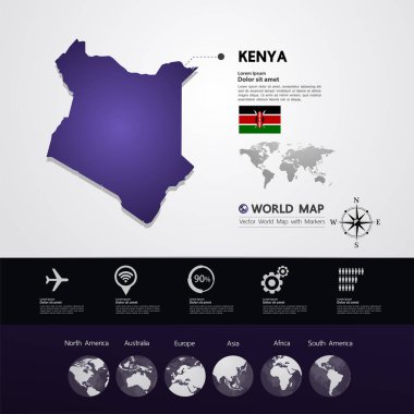 Kenya harita vektör çizim.