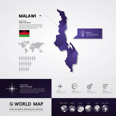 Malavi Haritası vektör çizim.