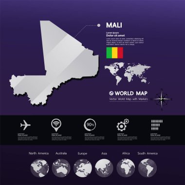 Mali harita vektör çizim.