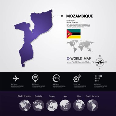 Mozambik Haritası vektör çizim.