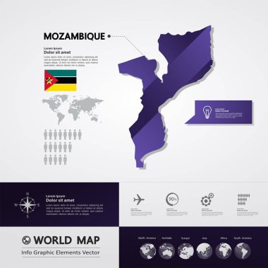 Mozambik Haritası vektör çizim.