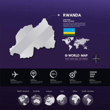 Ruanda Haritası vektör çizim.