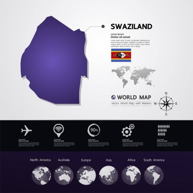 Svaziland Haritası vektör çizim.