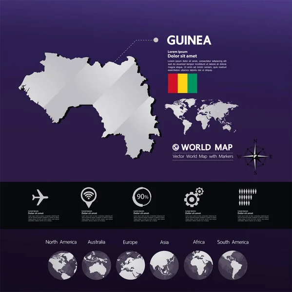 Guinea Mapa Vector Ilustración — Vector de stock