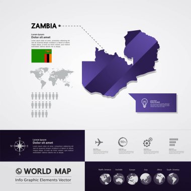Zambiya harita vektör çizim.