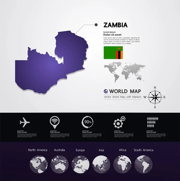 Векторная Иллюстрация Карты Замбии — стоковый вектор