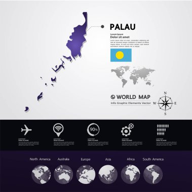 Palau Haritası vektör çizim.