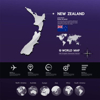 Yeni Zelanda harita vektör çizim.