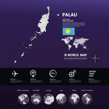 Palau Haritası vektör çizim.