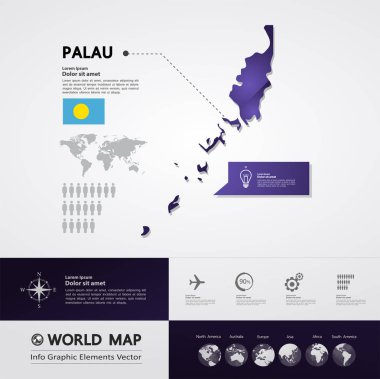 Palau Haritası vektör çizim.