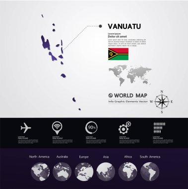 Vanuatu Haritası vektör çizim.
