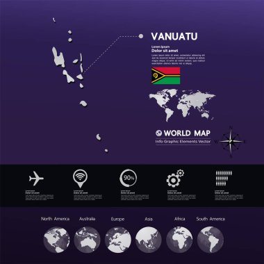 Vanuatu Haritası vektör çizim.