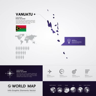 Vanuatu Haritası vektör çizim.