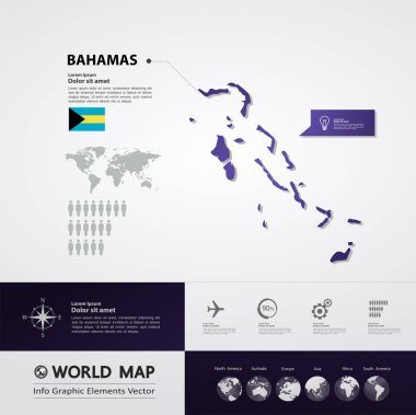 Bahama Adaları harita vektör çizim.