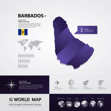 Barbados Haritası vektör çizim.