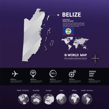Belize Haritası vektör çizim.