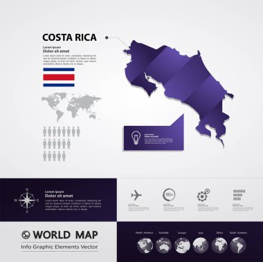 Kosta Rika Haritası vektör çizim.