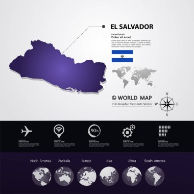 El Salvador Haritası vektör çizim.