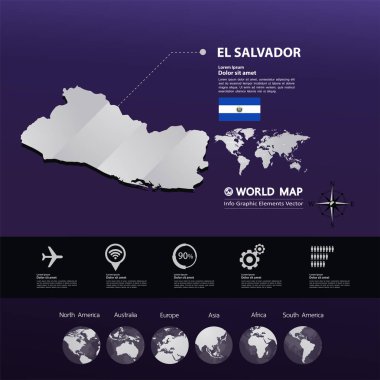 El Salvador Haritası vektör çizim.