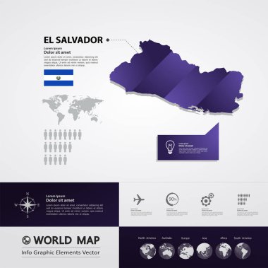 El Salvador Haritası vektör çizim.