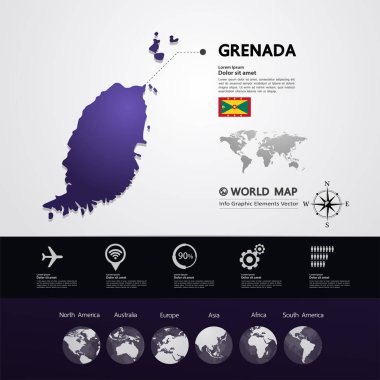 Grenada harita vektör çizim.